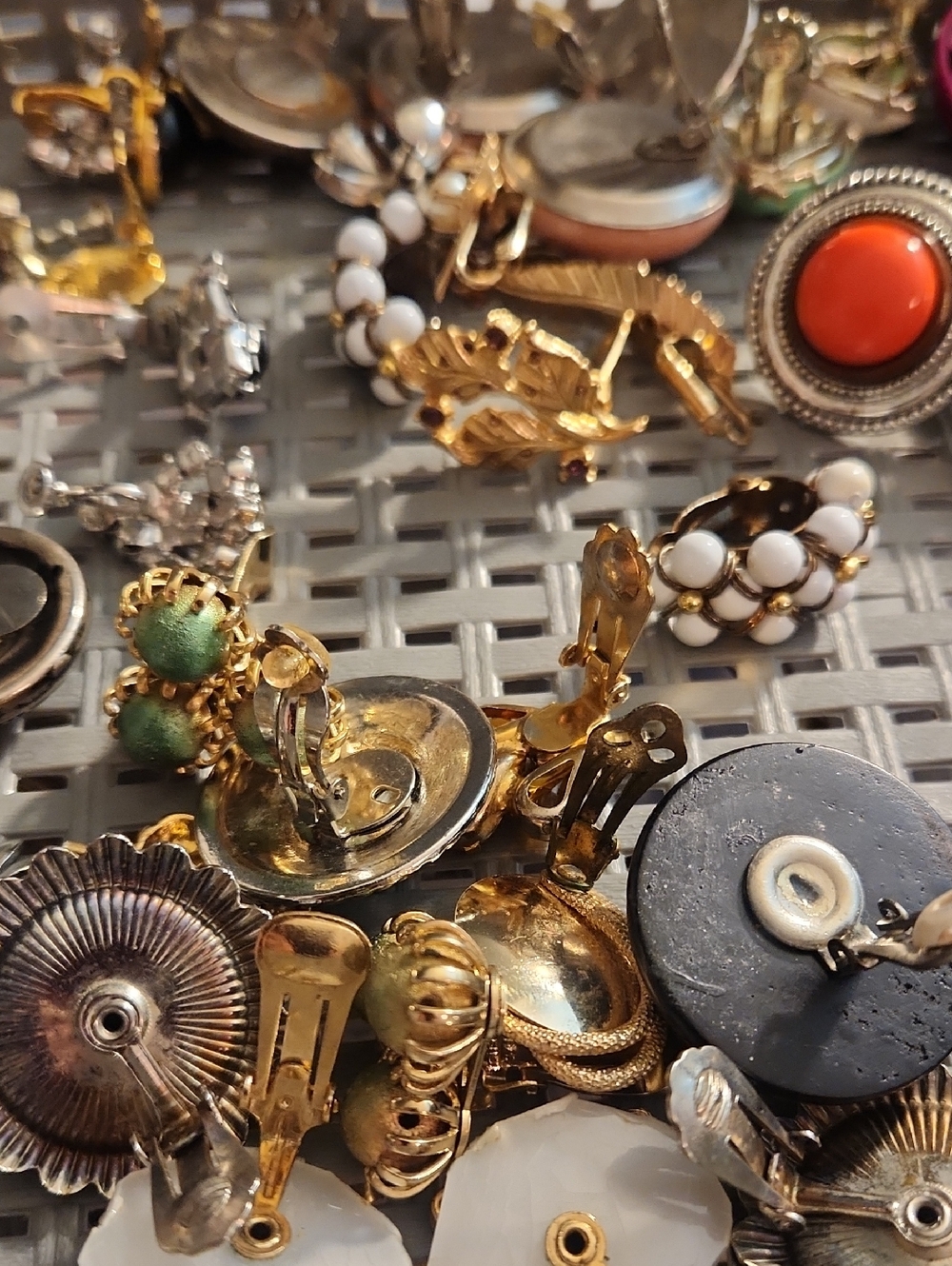 Various clip on and screw back vintage earrings